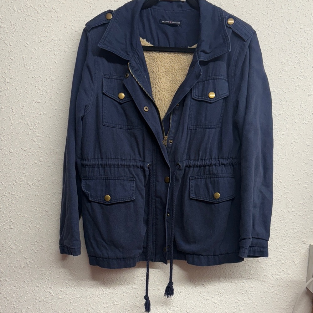 Brandy Melville Navy Utility Jacket with Gold Accents